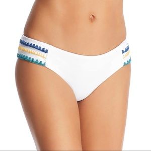 Soluna Embroidered Tab Side Bikini Swim Bottoms White Size Large